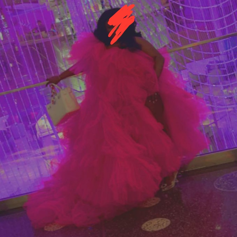 Pink Tulle dress w/ train.